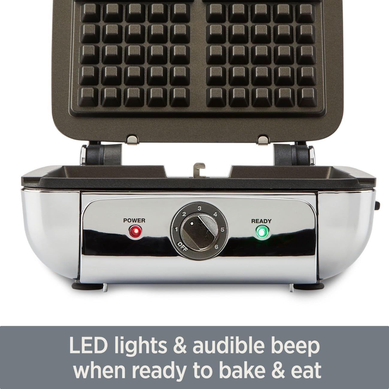All-Clad Electrics Stainless Steel Waffle Maker 4 Section Nonstick, Upright Storage 1600 Watts 6 Browning Levels, Square, Belgium Waffle, Removable Plates, Dishwasher Safe4