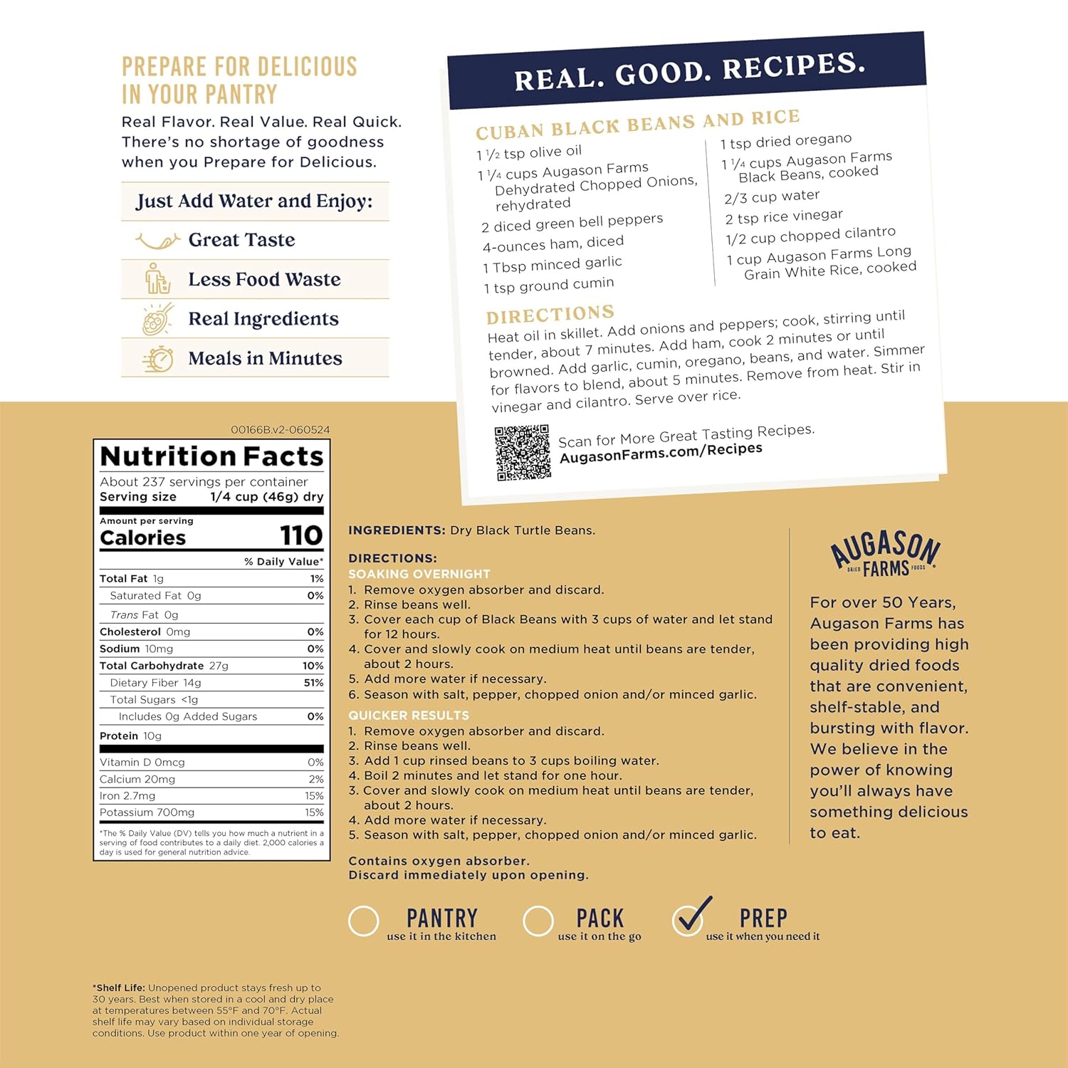 Augason Farms Black Beans Emergency Bulk Food Storage 24 Pound (Pack of 1)6