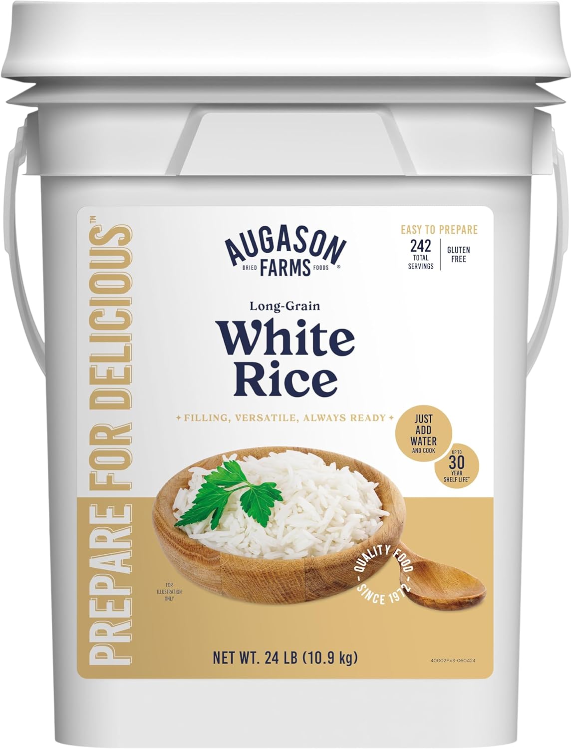 Augason Farms Long Grain White Rice Emergency Food Storage 24 Pound Pail Augason Farms Long Grain White Rice Emergency Food Storage 24 Pound Pail