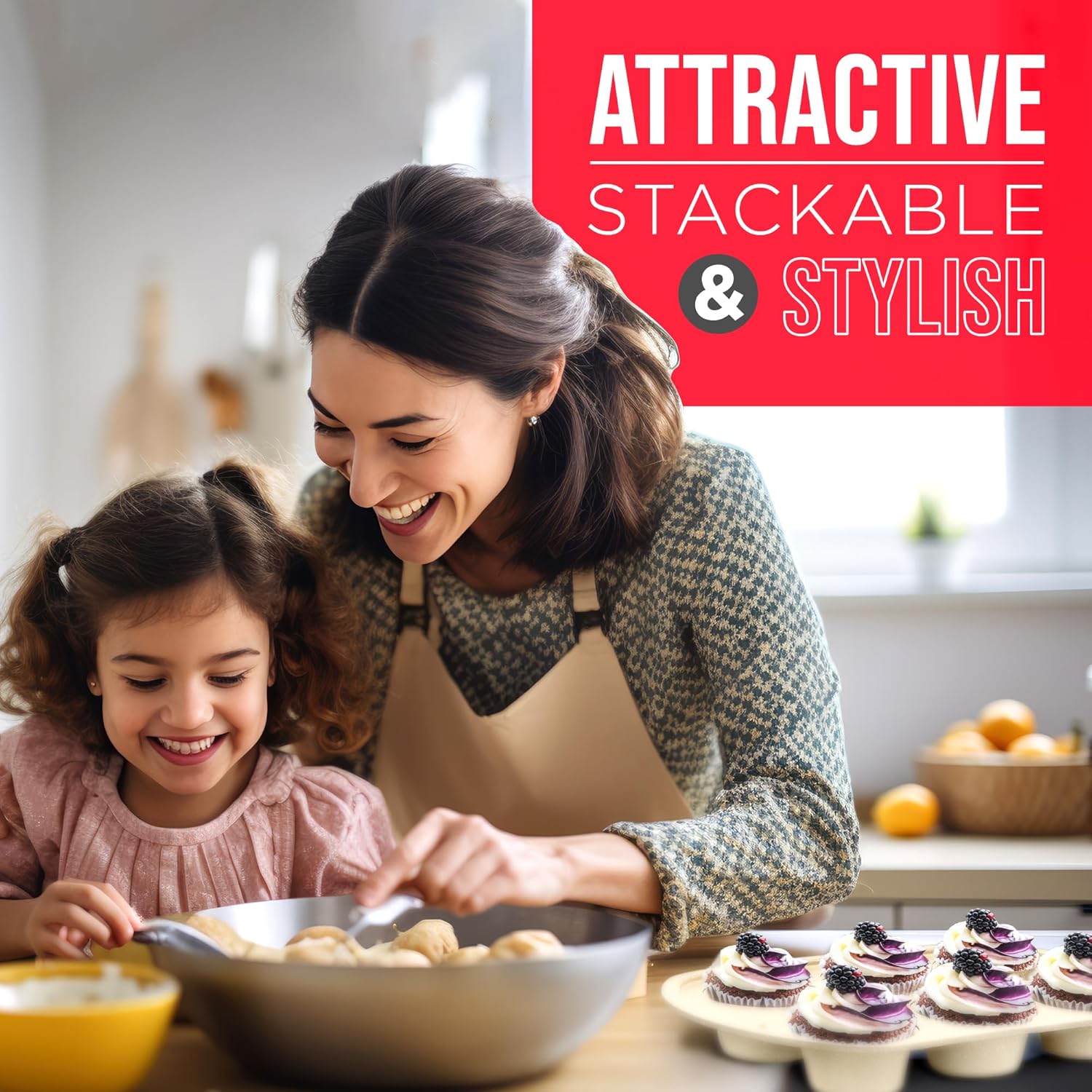 Bakken Swiss - Bakeware Set – 6 Piece – Stackable, Deluxe, Non-Stick Baking Pans for Professional and Home Cooking – Carbon Steel, White Stone Coating44