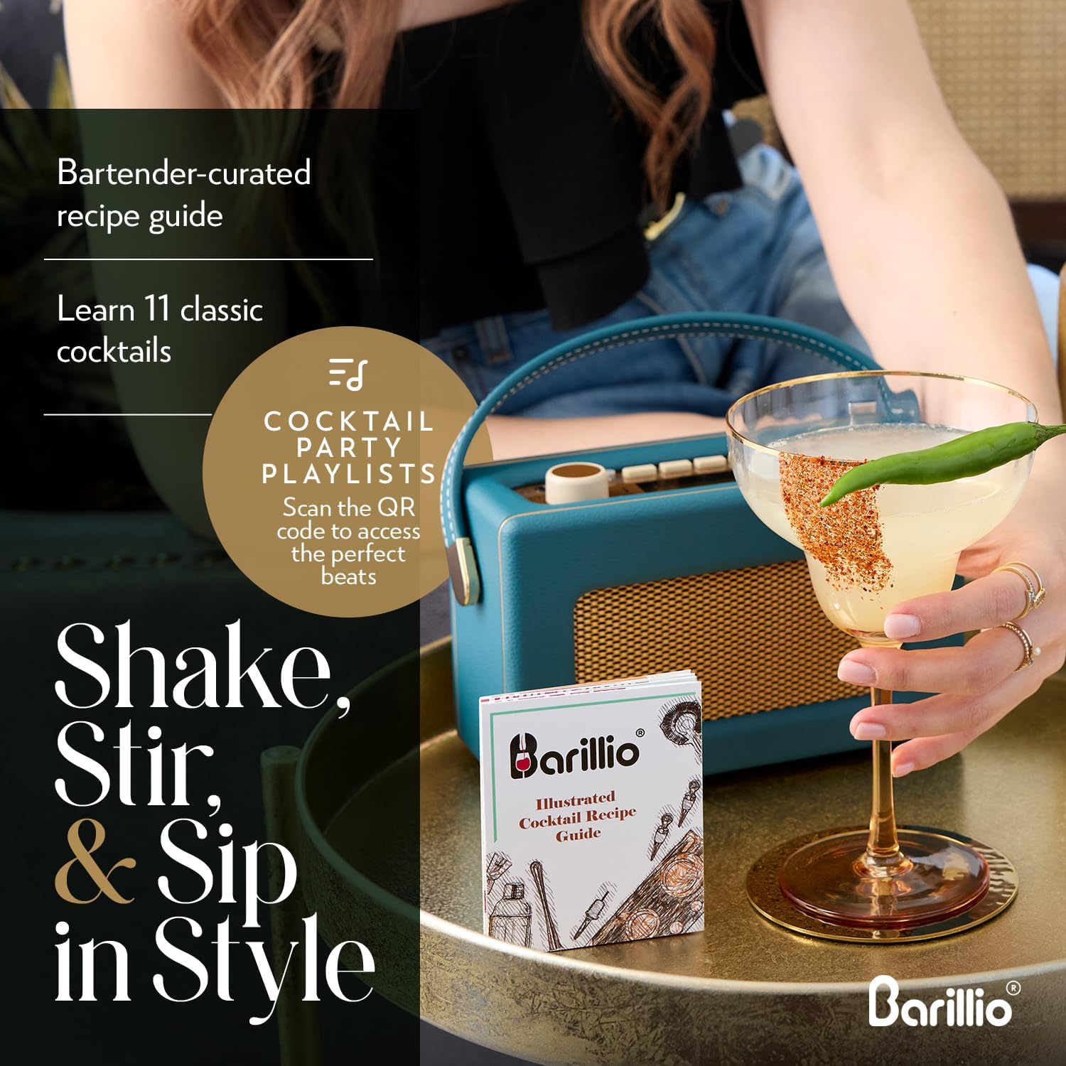 Barillio Rose Gold Bartender Kit - Stainless-Steel Cocktail Shaker Set w Bamboo Stand - Mixology Bar Tools w Drink Shaker, Mixer and Muddler for Cocktails - Home Bar Accessories - 23-Pc Bar Set8