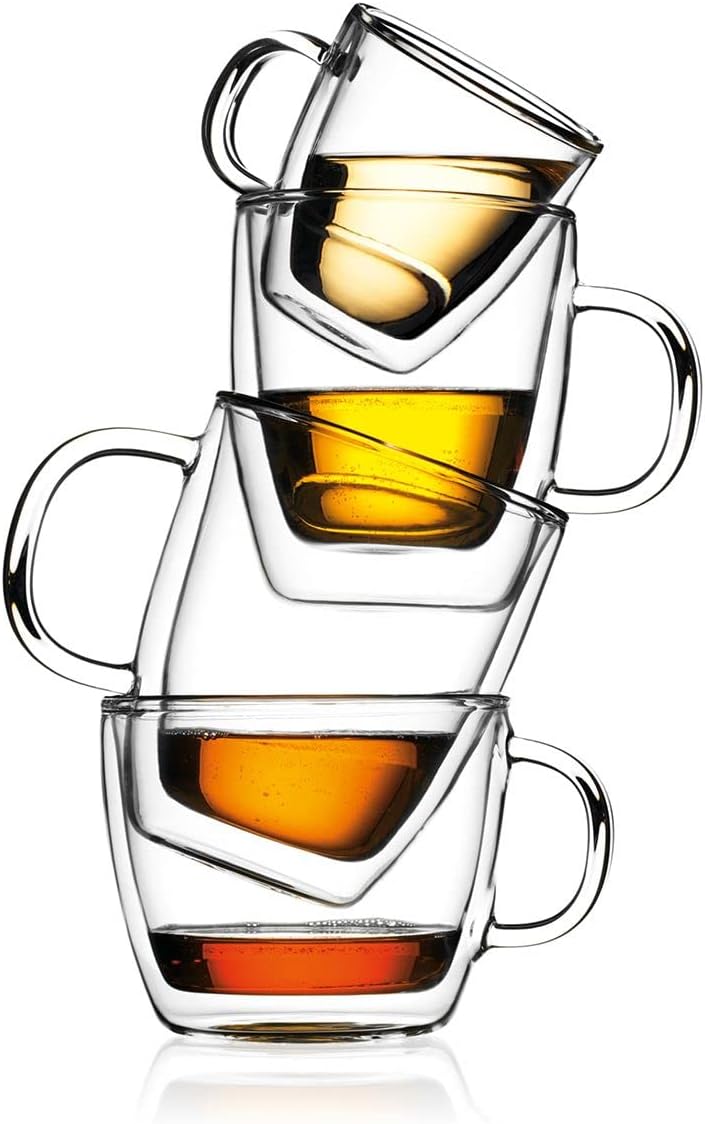 Bodum 10oz Bistro Double Wall Insulated Mug, High-Heat Borosilicate Glass, Set of 6, Clear5