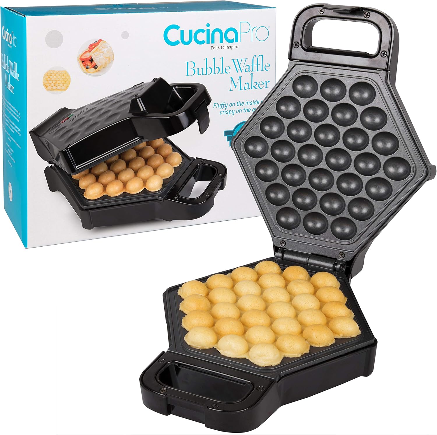 Bubble Waffle Maker - Electric Non stick Hong Kong Egg Waffler Iron Griddle w Ready Indicator Light - Ready in under 5 Minutes- Free Recipe Guide Included, Make Delicious Waffle Ice Cream Cones, Gift9