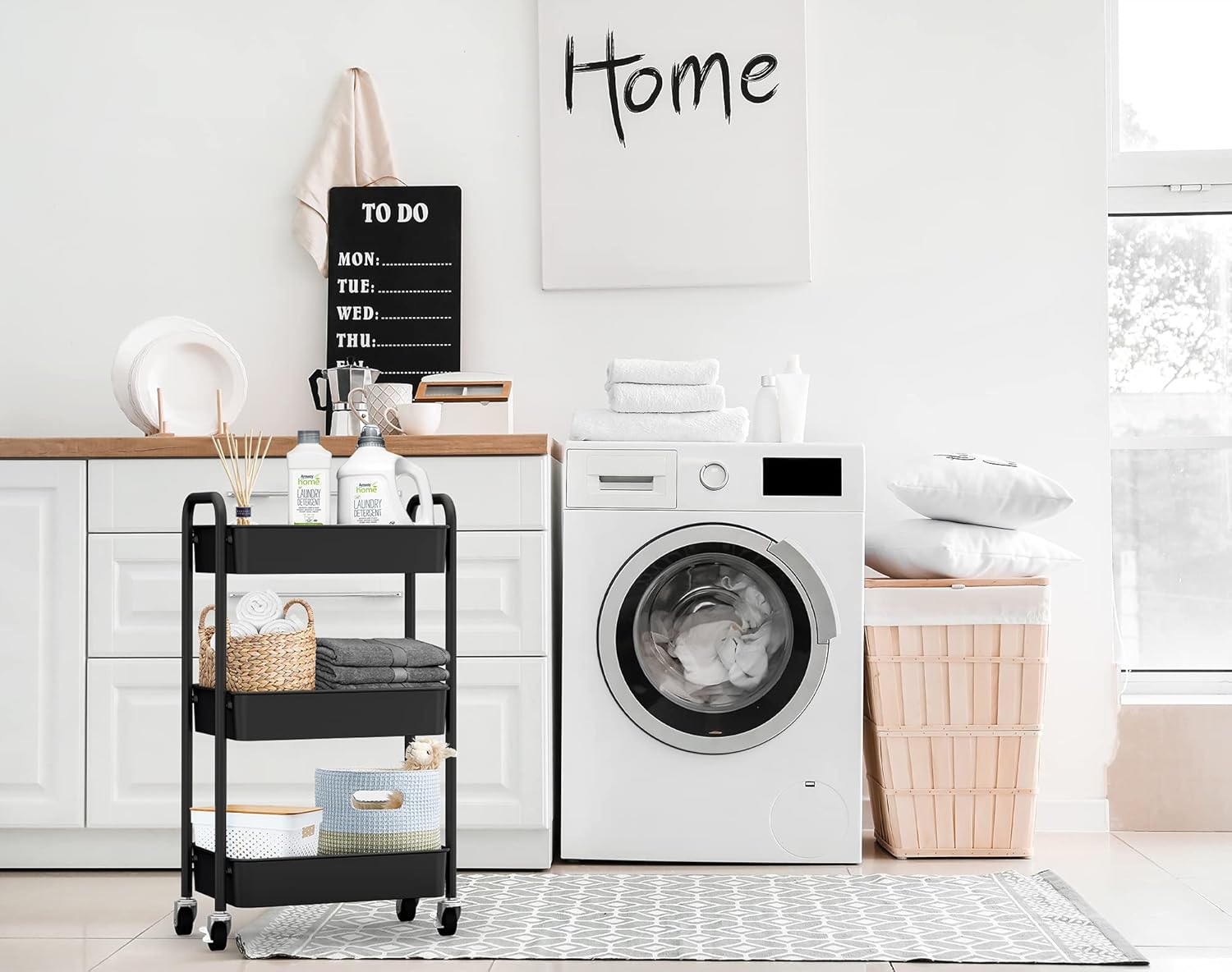 CAXXA 3-Tier Rolling Metal Storage Organizer - Mobile Utility Cart, Kitchen Cart with Caster Wheels (Black)7