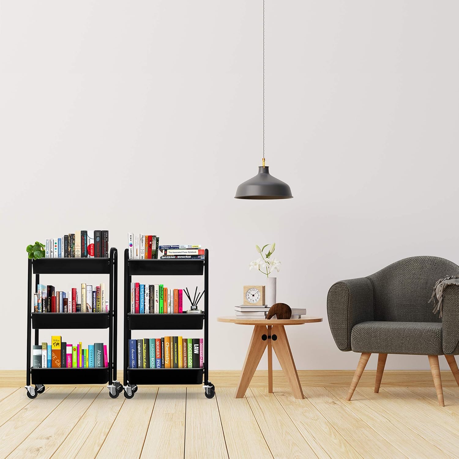 CAXXA 3-Tier Rolling Metal Storage Organizer - Mobile Utility Cart, Kitchen Cart with Caster Wheels (Black)8