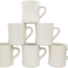 COLETTI Off White Coffee Mugs Set Of 6 – Diner Coffee Mug 11 oz – Mug Set, Stoneware Coffee Mugs, Coffee Cups Ceramic – Diner Coffee Mugs Heavy Retro Style – Dishwasher & Microwave Safe