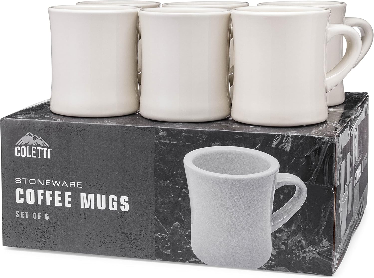 COLETTI Off White Coffee Mugs Set Of 6 – Diner Coffee Mug 11 oz – Mug Set, Stoneware Coffee Mugs, Coffee Cups Ceramic – Diner Coffee Mugs Heavy Retro Style – Dishwasher & Microwave Safe8