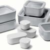 Caraway Glass Food Storage Set, 14 Pieces - Ceramic Coated Food Containers - Easy to Store, Non Toxic Lunch Box Containers with Glass Lids - Includes Storage Organizer & Dot & Dash Inserts - Gray