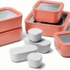 Caraway Glass Food Storage Set, 14 Pieces - Easy to Store, Non Toxic Lunch Box Containers with Glass Lids - Includes Storage Organizer & Dot & Dash Inserts - Perracotta