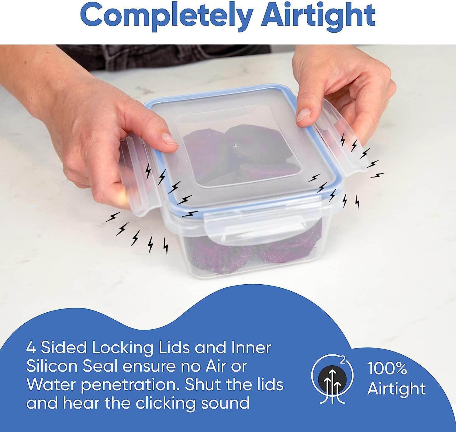 Chef's Path 32 Piece Food Storage Containers Set with 16 Blue Easy Snap Lids +16 Airtight Food Containers with Lids for Pantry & Kitchen Organization - BPA-Free Food Storage Containers with Lids9