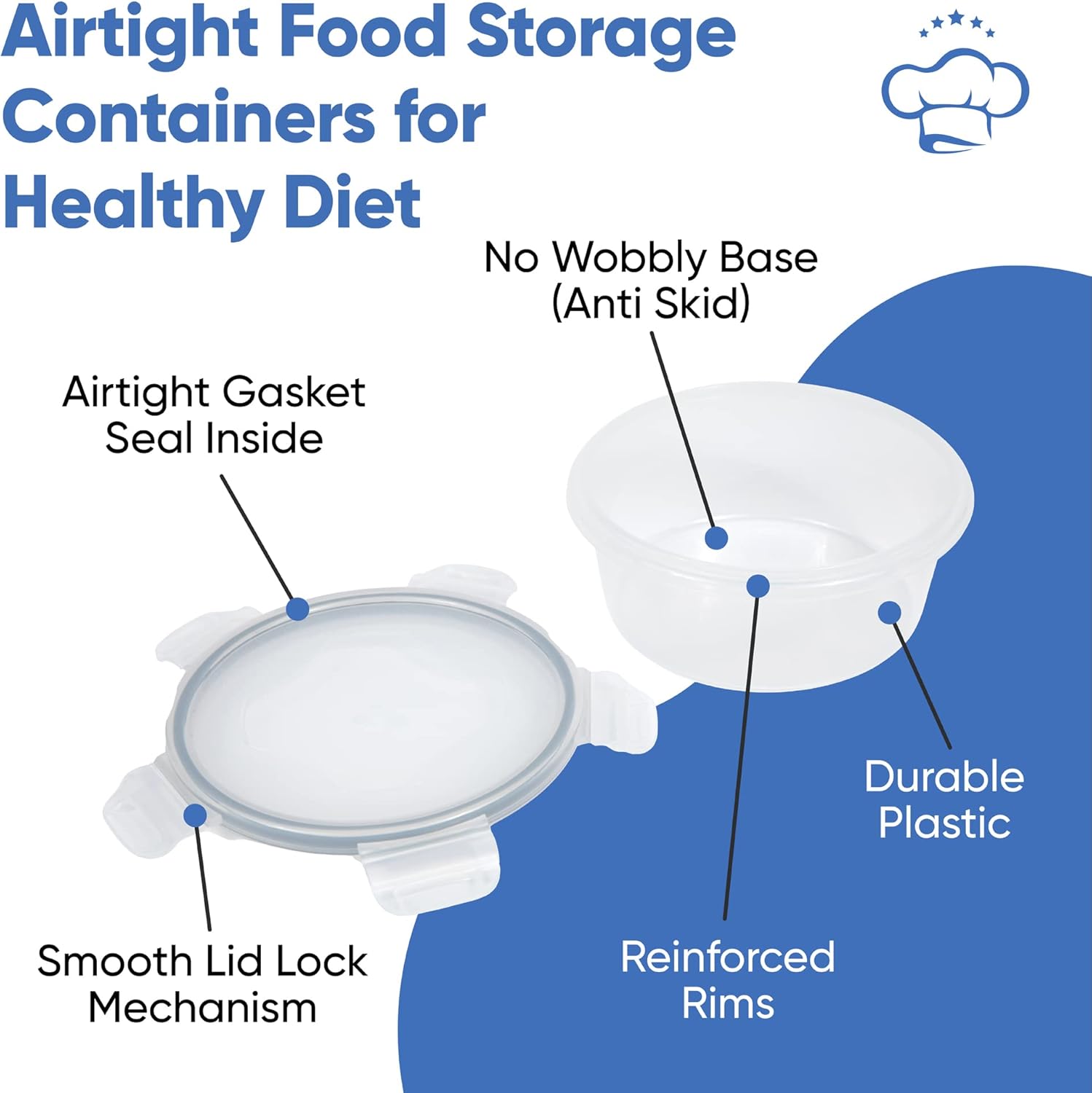 Chef's Path 32 Piece Plastic Food Storage Containers with Lids (16 Lids + 16 Containers), Airtight Plastic Containers for Pantry & Kitchen Organization - Kitchen Storage Containers - Food Containers0