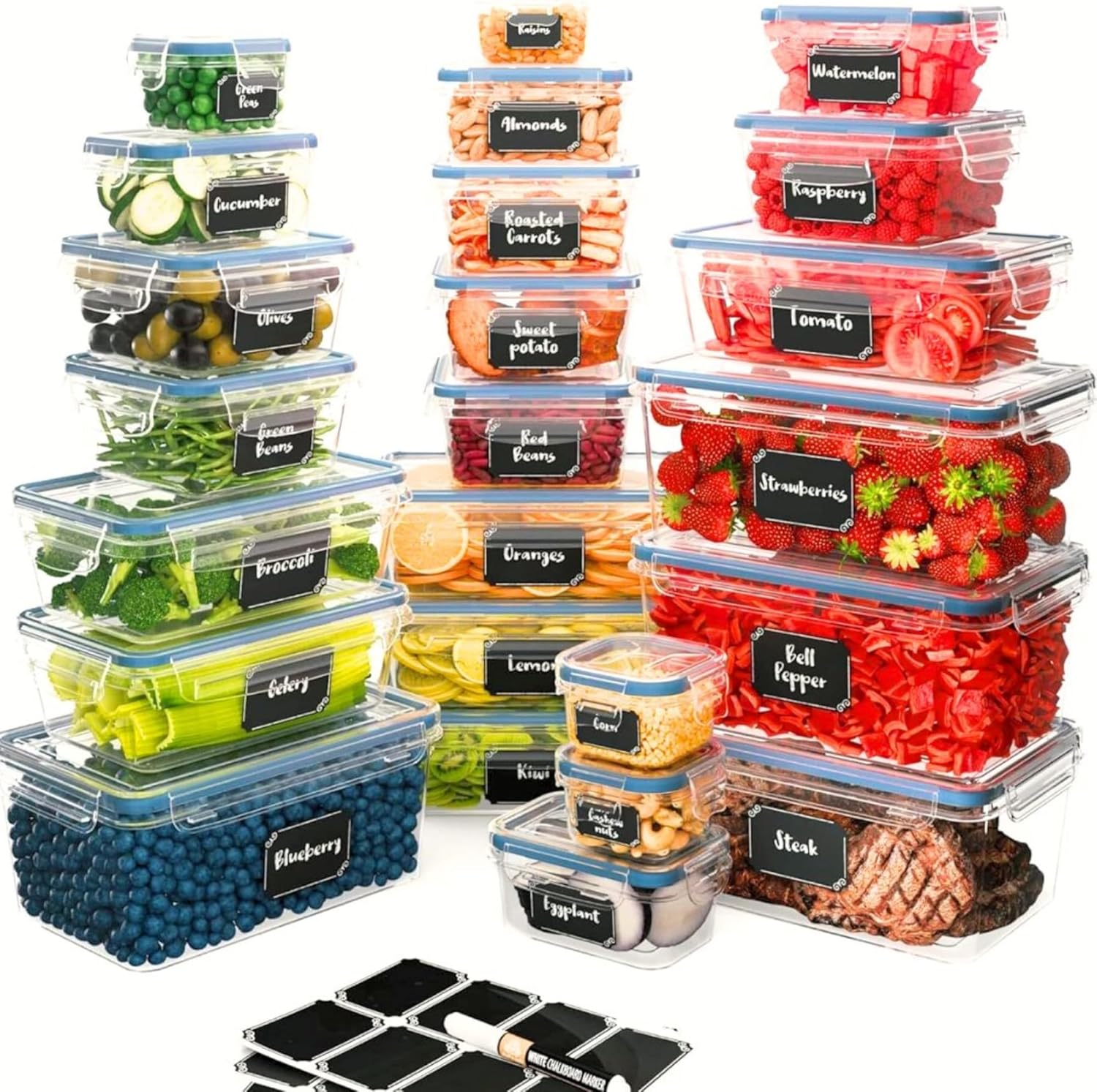 Chefs Path 48 Piece BPA-Free Plastic Food Storage Container Set with 24 Containers and 24 Lids for Kitchen Pantry Organization and Meal Prep Chefs Path 48 Piece BPA-Free Plastic Food Storage Container Set with 24 Containers and 24 Lids for Kitchen Pantry Organization and Meal Prep
