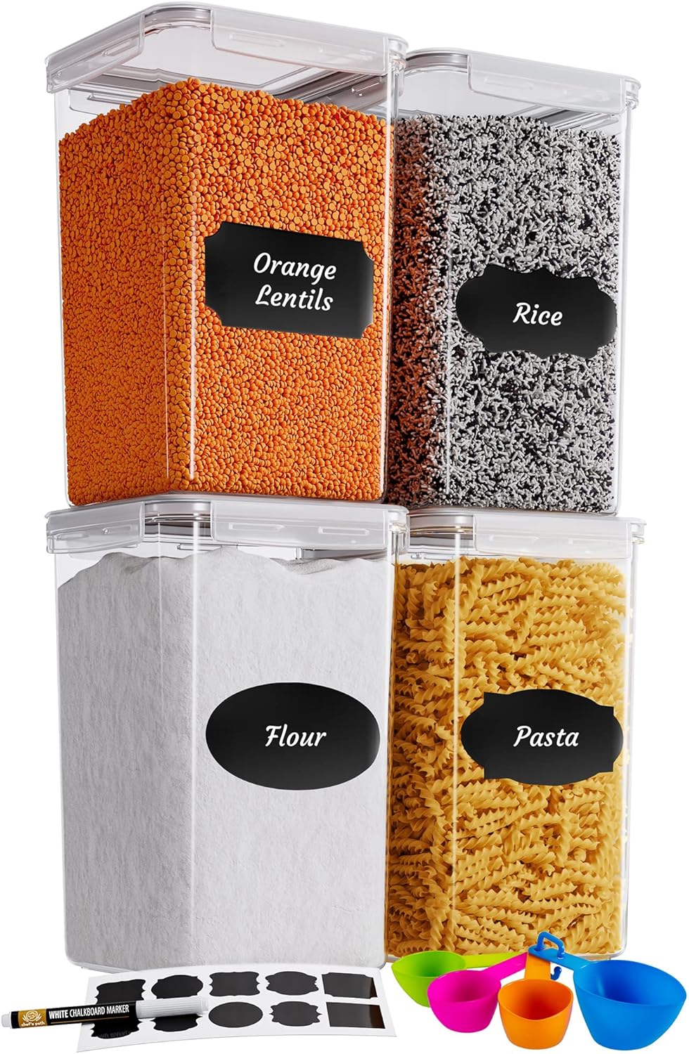 Chef's Path Extra Large Tall Food Storage Containers 7 qt 220oz 6.5L, For Flour, Sugar, Rice - Airtight Kitchen & Pantry Bulk Food Storage - 4 PC Set - Measuring Scoops, Pen & Labels Chef's Path Extra Large Tall Food Storage Containers 7 qt/ 220oz/ 6.5L, For Flour, Sugar, Rice - Airtight Kitchen & Pantry Bulk Food Storage - 4 PC Set - Measuring Scoops, Pen & Labels