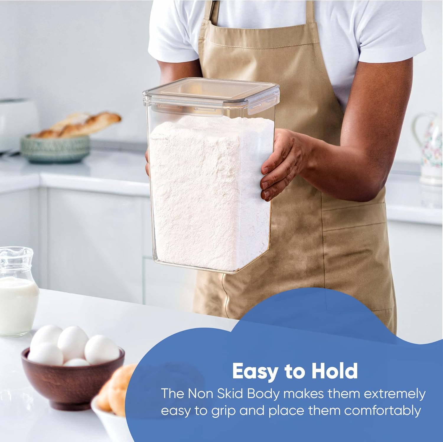 Chef's Path Extra Large Tall Food Storage Containers 7 qt 220oz 6.5L, For Flour, Sugar, Rice - Airtight Kitchen & Pantry Bulk Food Storage - 4 PC Set - Measuring Scoops, Pen & Labels4