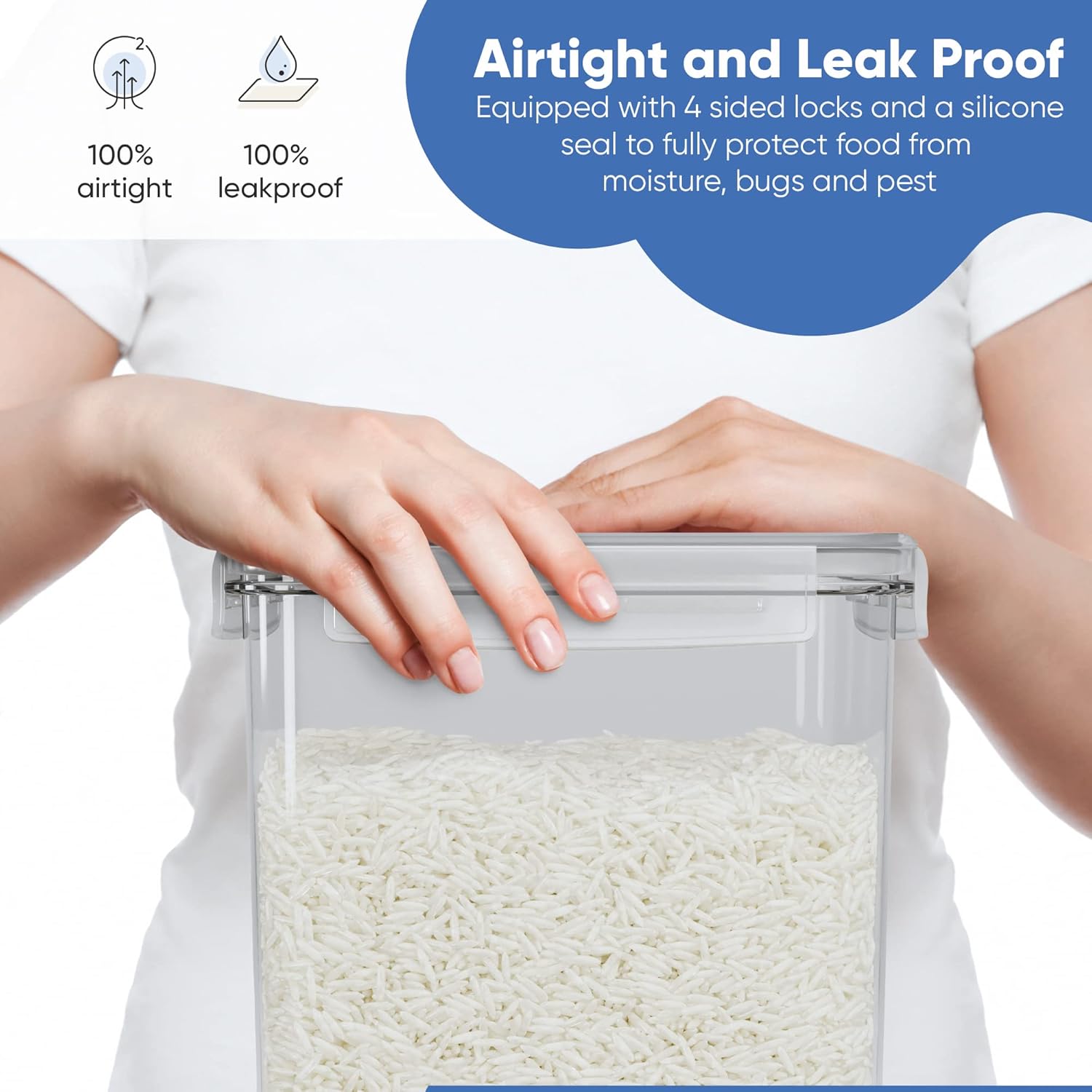 Chef's Path Extra Large Tall Food Storage Containers 7 qt 220oz 6.5L, For Flour, Sugar, Rice - Airtight Kitchen & Pantry Bulk Food Storage - 4 PC Set - Measuring Scoops, Pen & Labels8