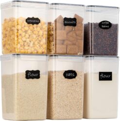 Chef's Path Large Airtight Food Storage Containers - Pack of 6 (3pcs of 6.5L + 3pcs of 5.2L) BPA Free Plastic Cereal Storage Containers, Kitchen & Pantry Organization for Sugar, Flour, Baking Supplies