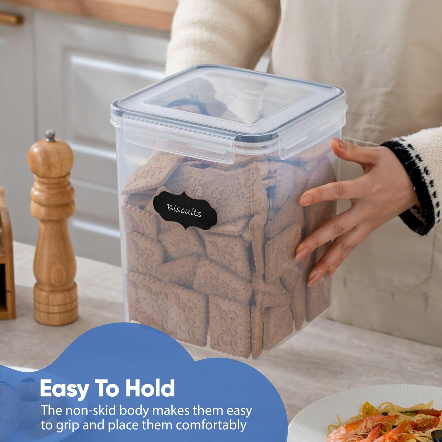 Chef's Path Large Airtight Food Storage Containers - Pack of 6 (3pcs of 6.5L + 3pcs of 5.2L) BPA Free Plastic Cereal Storage Containers, Kitchen & Pantry Organization for Sugar, Flour, Baking Supplies2