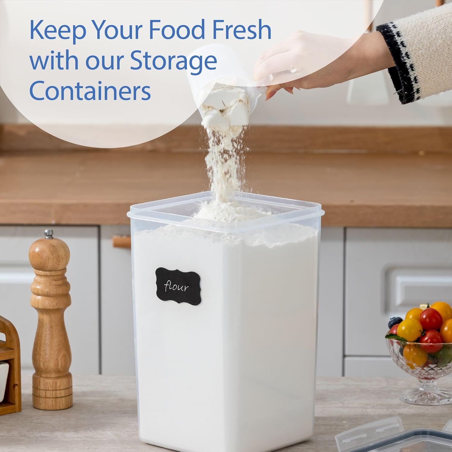 Chef's Path Large Airtight Food Storage Containers - Pack of 6 (3pcs of 6.5L + 3pcs of 5.2L) BPA Free Plastic Cereal Storage Containers, Kitchen & Pantry Organization for Sugar, Flour, Baking Supplies9