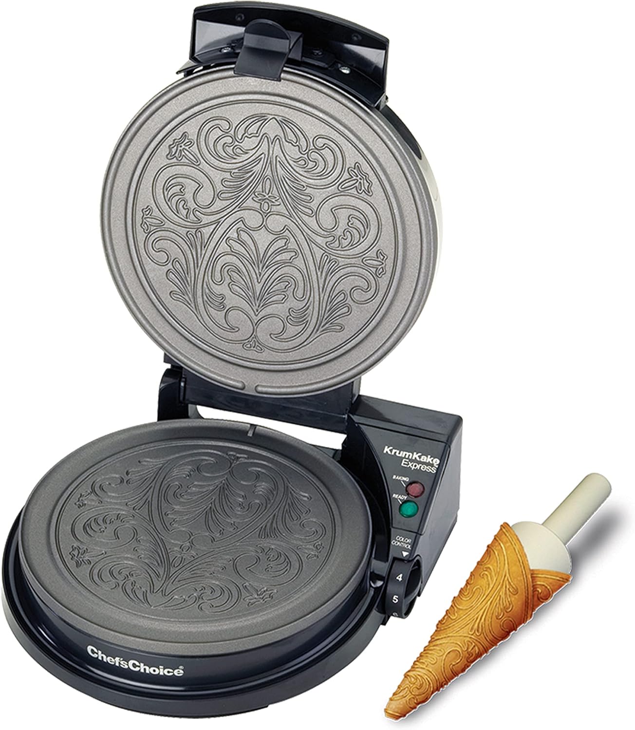 Chef'sChoice KrumKake Maker Features Nonstick Surface and Instant Heat Recovery with Temperature Control and Ready Light, Includes Roller, 1050-Watts, Silver6