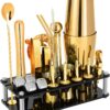 Cocktail Shaker Set, 23-Piece Boston Stainless Steel Bartender Kit with Acrylic Stand & Cocktail Recipes Booklet, Professional Bar Tools for Drink Mixing, Home, Bar, Party - Gold