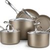 Cooks Standard 8-Piece Kitchen Cookware Set, Hard Anodized Ceramic Nonstick Induction Pots and Pans Includes Saucepans, Stockpot with Lids, Frying Pans, Bronze