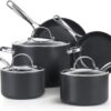 Cooks Standard 8-Piece Nonstick Hard Anodized Cookware Set, Pots and Pans Set Includes Saucepans, Stockpot, Frying Pans, Lids, Black