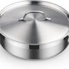 Cooks Standard Deep Sauté Pan with Lid, 4-Quart Professional Deep Frying Pan 18/10 Stainless Steel Chef’s All Purpose Pan with Cover, Compatible with All Stovetops