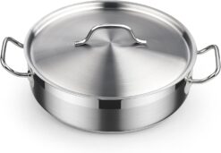 Cooks Standard Deep Sauté Pan with Lid, 4-Quart Professional Deep Frying Pan 18/10 Stainless Steel Chef’s All Purpose Pan with Cover, Compatible with All Stovetops