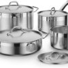 Cooks Standard Kitchen Cookware Sets Stainless Steel, Professional Pots and Pans Include Saucepan, Sauté Pan, Stockpot with Lids, 8-Piece, Silver