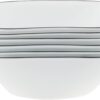 Corelle Vitrelle 6-Piece (22-Oz) Cereal Soup Bowls, Triple Layer Glass and Chip Resistant, Lightweight Square Dinnerware Bowl Set, Simple Lines