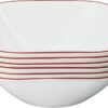 Corelle Vitrelle 6-Piece (22-Oz) Cereal Soup Bowls, Triple Layer Glass and Chip Resistant, Lightweight Square Dinnerware Bowl Set, Splendor