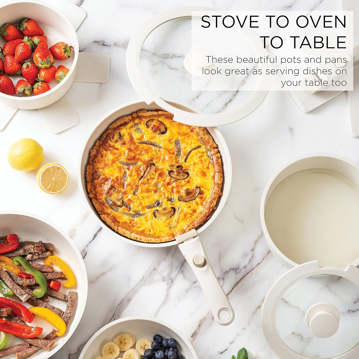 Country Kitchen Cookware Set with Removable Handle, Oven & RV Safe Pots and Pans Set, Cream, Original4