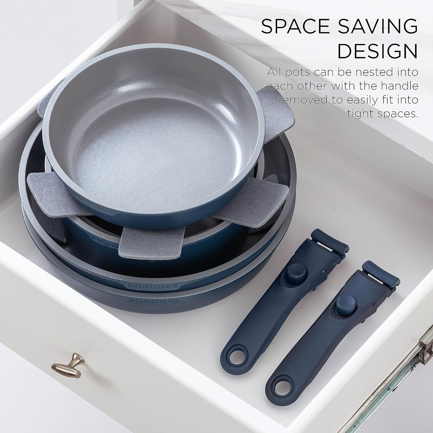 Country Kitchen Cookware Set with Removable Handle, Oven & RV Safe Pots and Pans Set, Denim, Original4