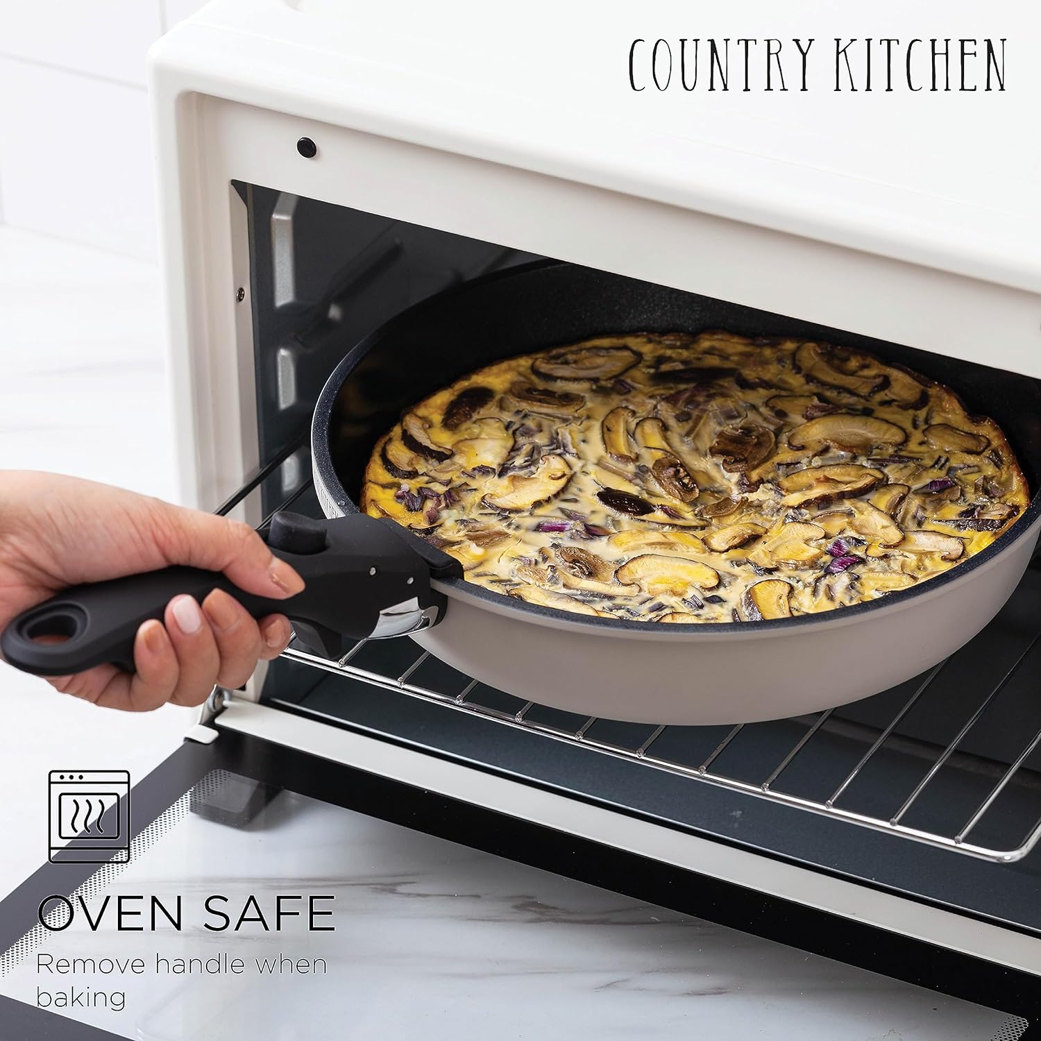 Country Kitchen Cookware Set with Removable Handle, Oven & RV Safe Pots and Pans Set, Grey Black, Original9