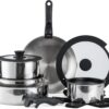 Country Kitchen Cookware Set with Removable Handle, Oven & RV Safe Pots and Pans Set, Stainless Steel, Original
