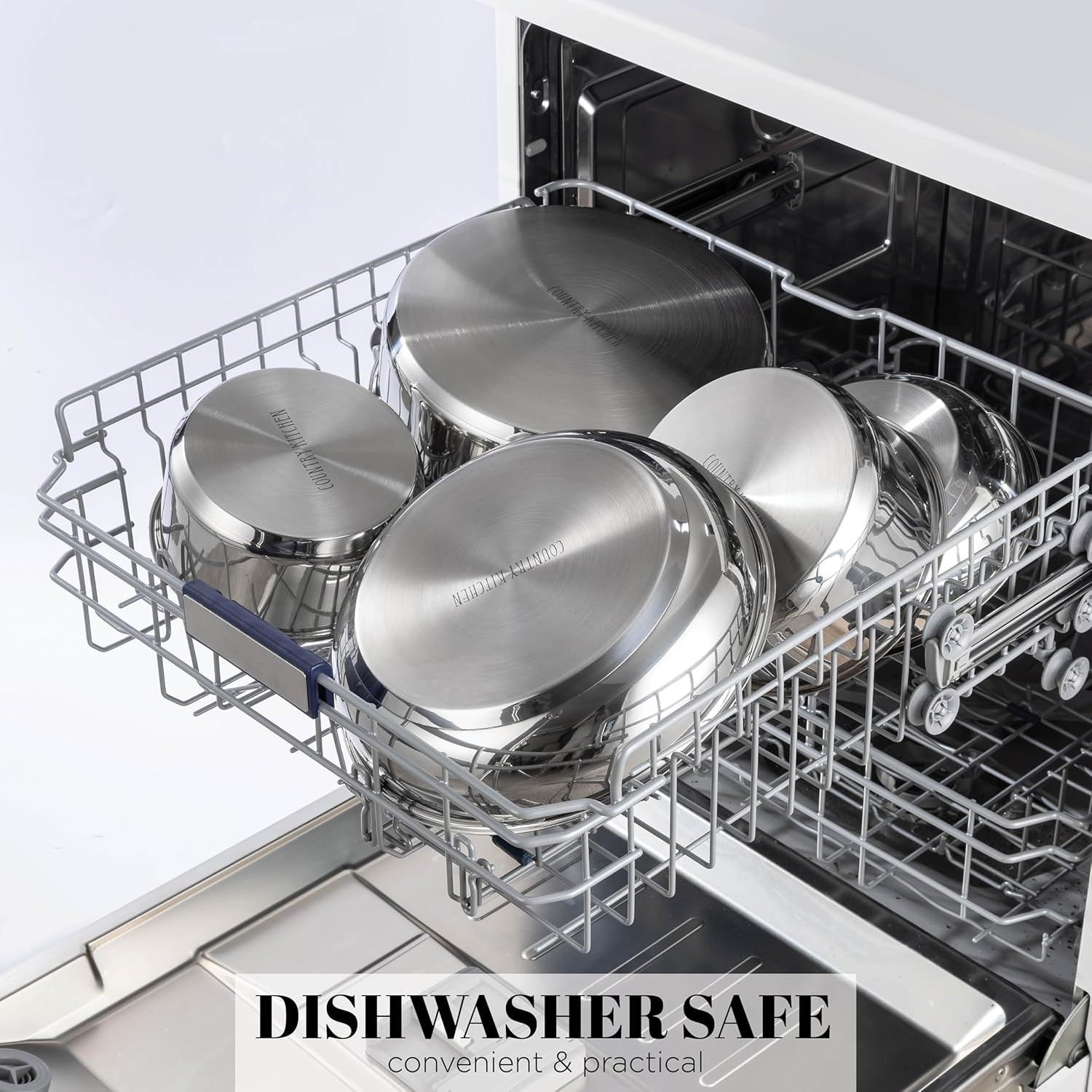Country Kitchen Cookware Set with Removable Handle, Oven & RV Safe Pots and Pans Set, Stainless Steel, Original6