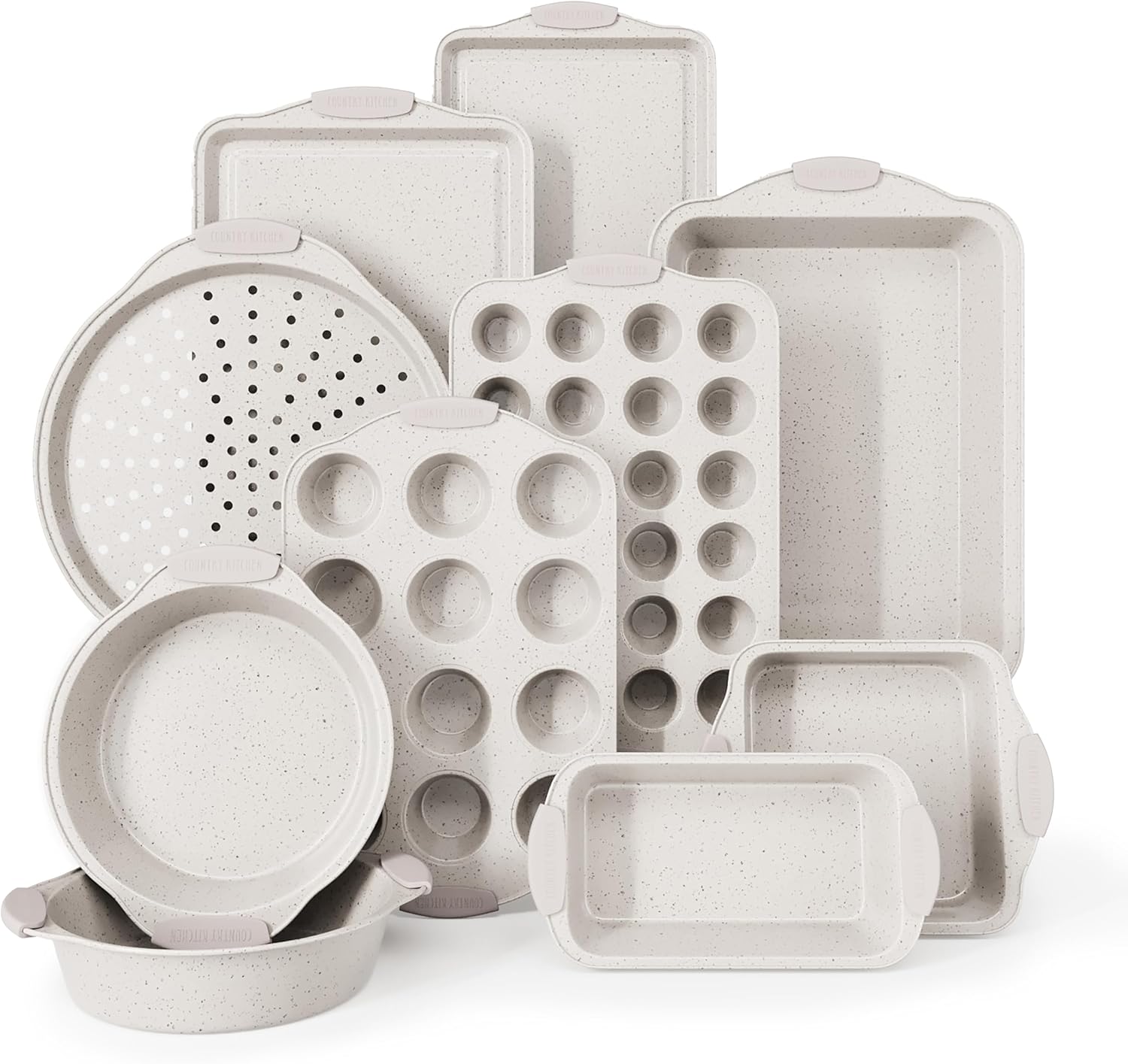 Country Kitchen Nonstick Stackable Bakeware Set - Durable, Easy Release Baking Set, Cream, 10 Pcs Country Kitchen Nonstick Stackable Bakeware Set - Durable, Easy Release Baking Set, Cream, 10 Pcs