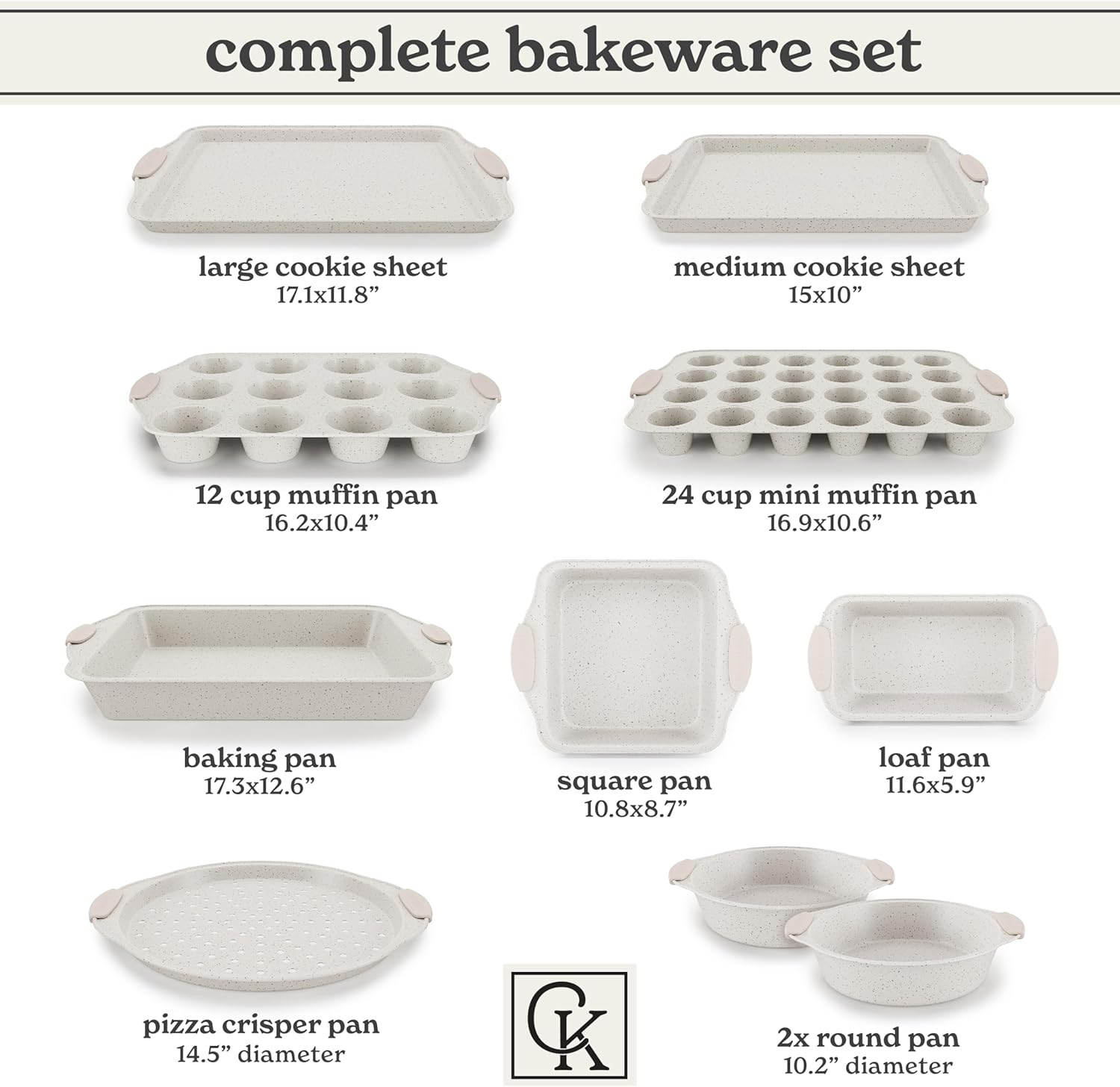 Country Kitchen Nonstick Stackable Bakeware Set - Durable, Easy Release Baking Set, Cream, 10 Pcs1