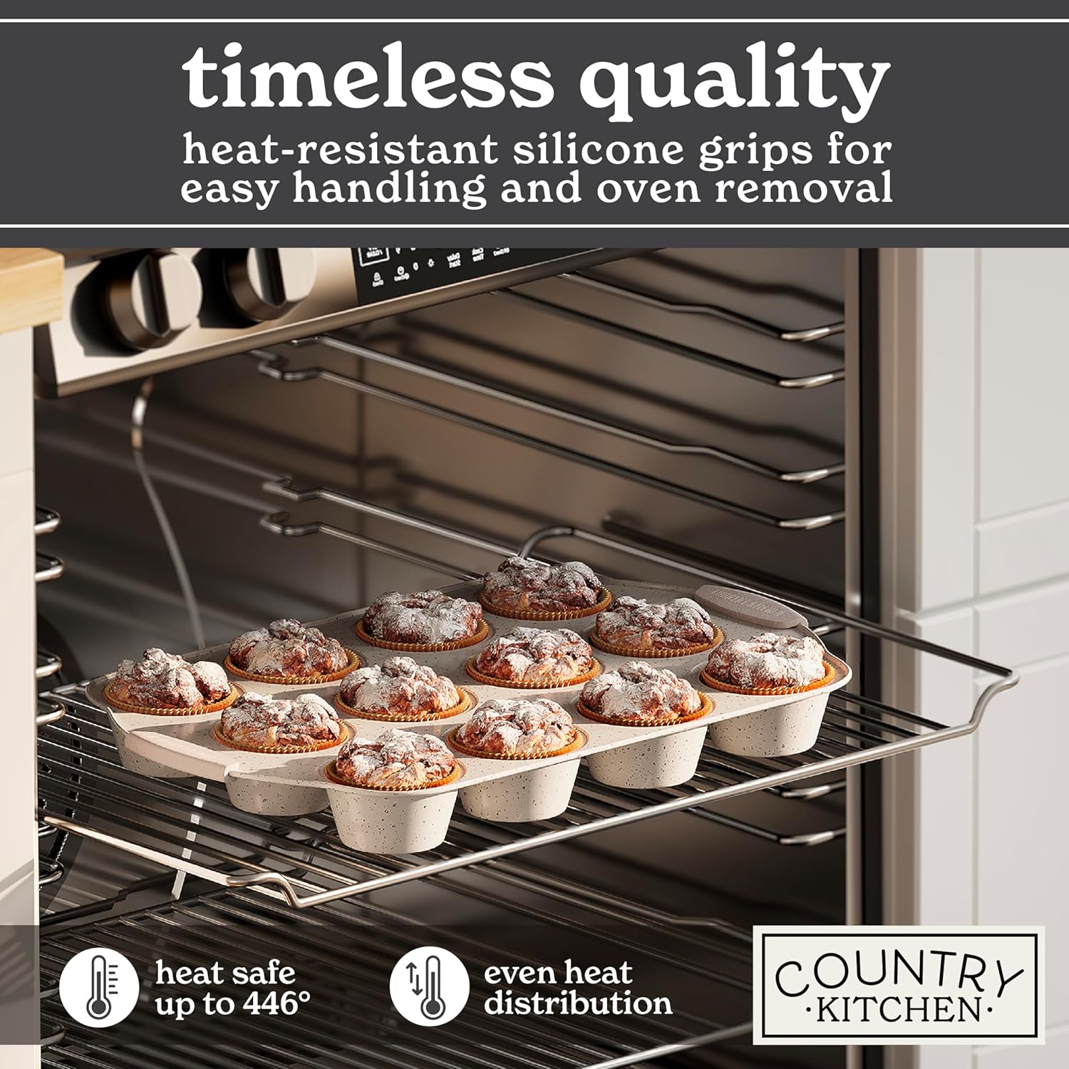 Country Kitchen Nonstick Stackable Bakeware Set - Durable, Easy Release Baking Set, Cream, 10 Pcs4