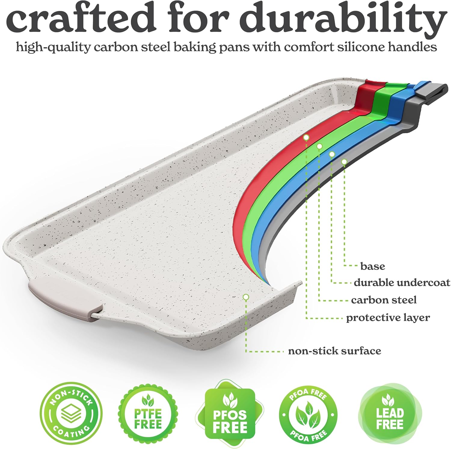 Country Kitchen Nonstick Stackable Bakeware Set - Durable, Easy Release Baking Set, Cream, 10 Pcs6