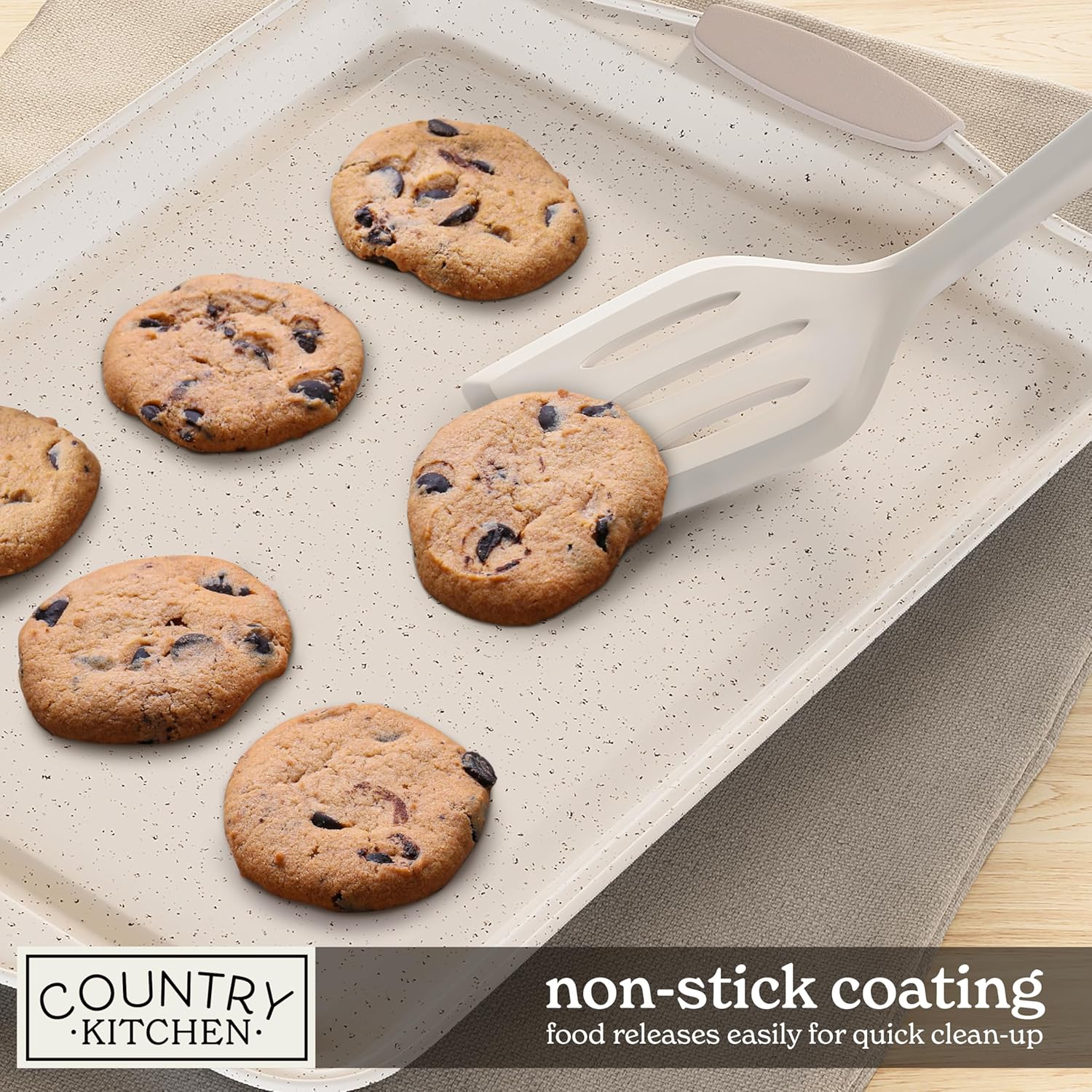 Country Kitchen Nonstick Stackable Bakeware Set - Durable, Easy Release Baking Set, Cream, 10 Pcs7