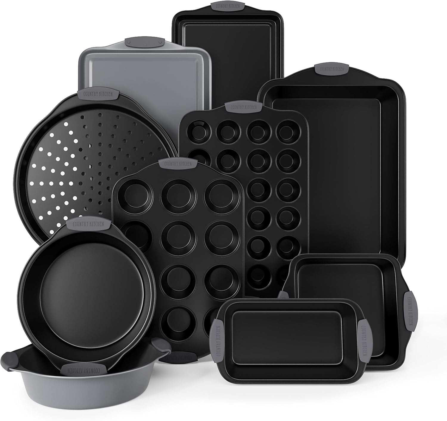 Country Kitchen Nonstick Stackable Bakeware Set - Durable, Easy Release Baking Set, Gray, 10 Pcs Country Kitchen Nonstick Stackable Bakeware Set - Durable, Easy Release Baking Set, Gray, 10 Pcs