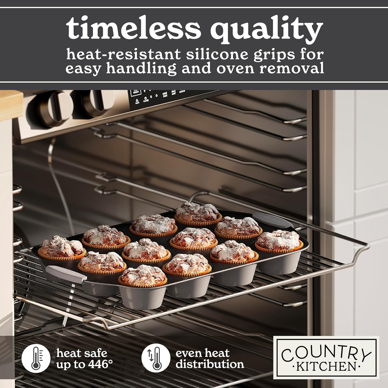 Country Kitchen Nonstick Stackable Bakeware Set - Durable, Easy Release Baking Set, Gray, 10 Pcs4