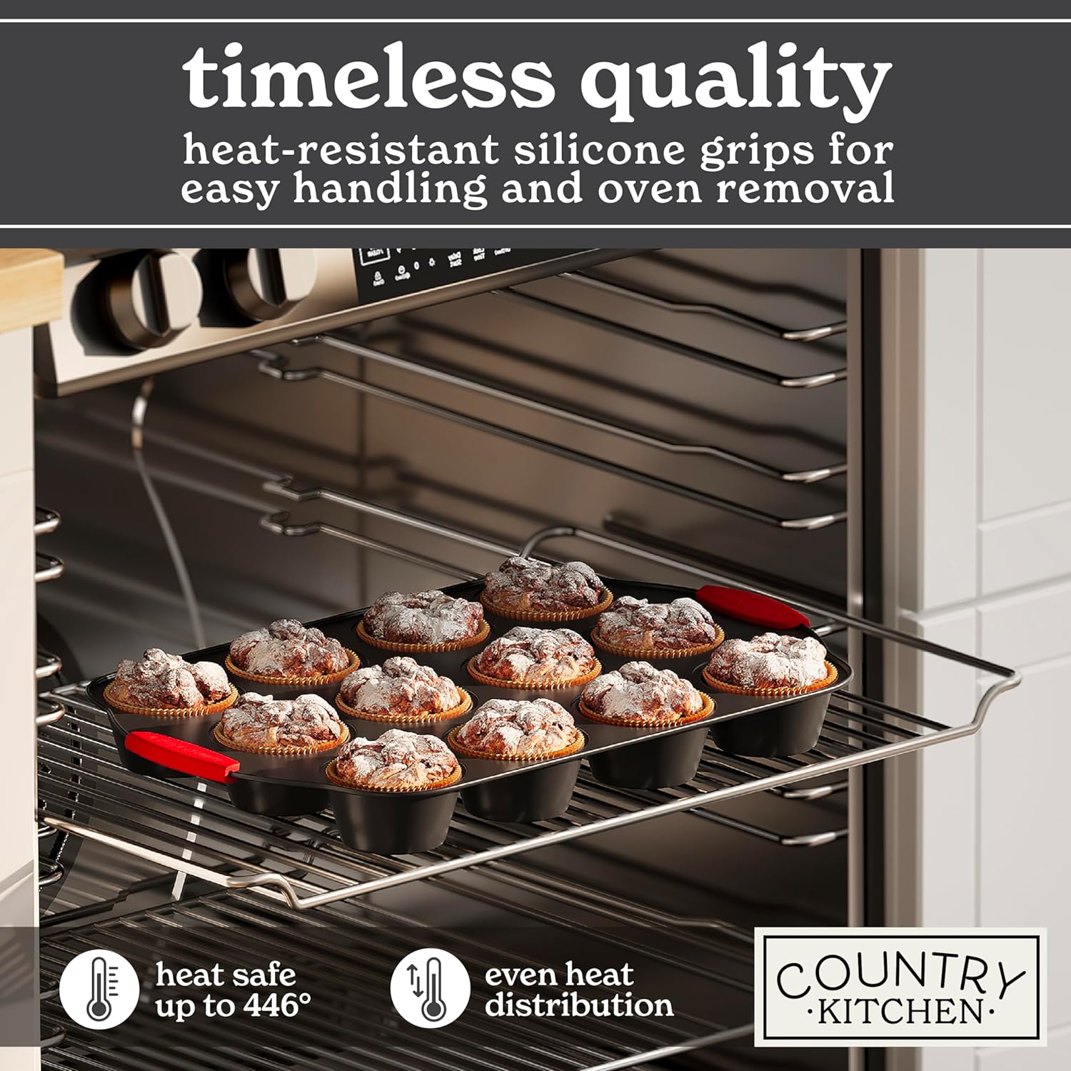 Country Kitchen Nonstick Stackable Bakeware Set - Durable, Easy Release Baking Set, Red, 10 Pcs2