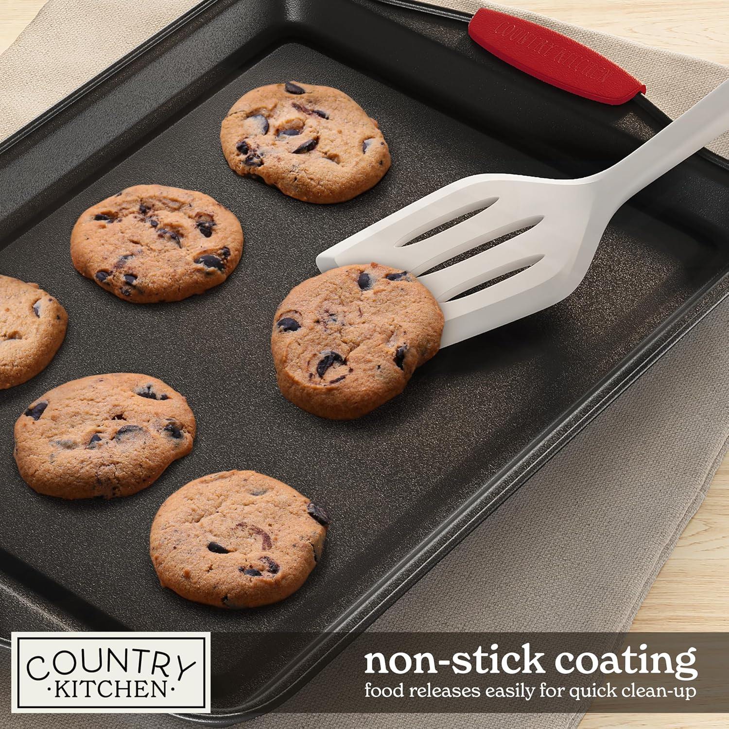 Country Kitchen Nonstick Stackable Bakeware Set - Durable, Easy Release Baking Set, Red, 10 Pcs6