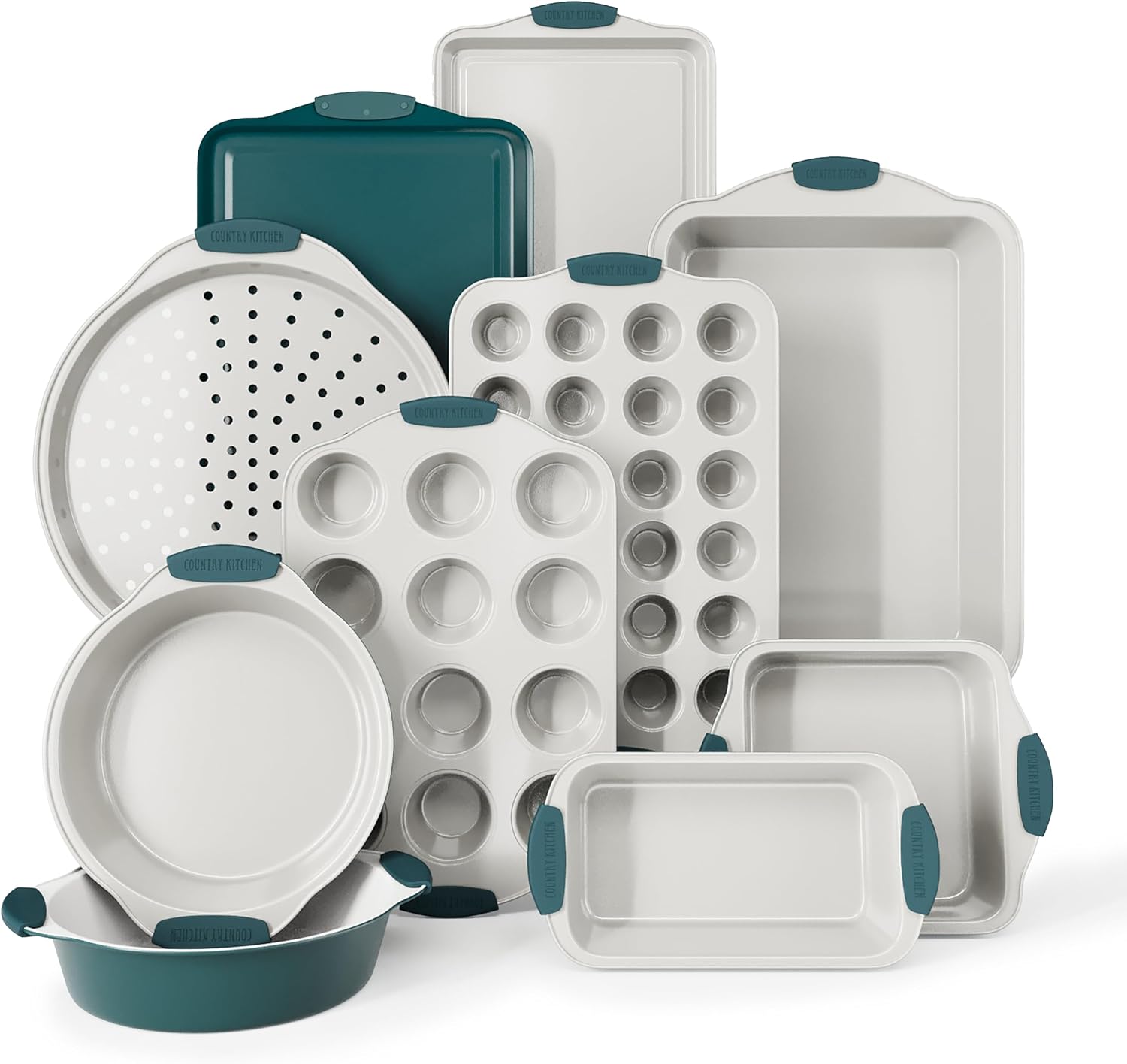 Country Kitchen Nonstick Stackable Bakeware Set - Durable, Easy Release Baking Set, Sage, 10 Pcs Country Kitchen Nonstick Stackable Bakeware Set - Durable, Easy Release Baking Set, Sage, 10 Pcs