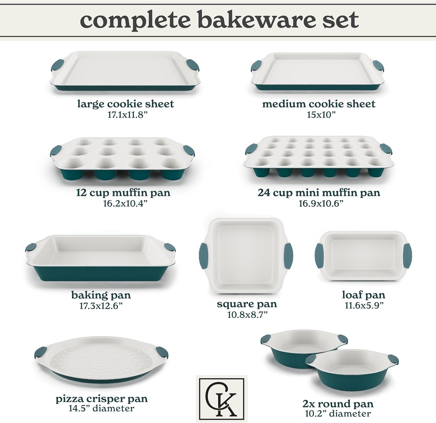 Country Kitchen Nonstick Stackable Bakeware Set - Durable, Easy Release Baking Set, Sage, 10 Pcs2