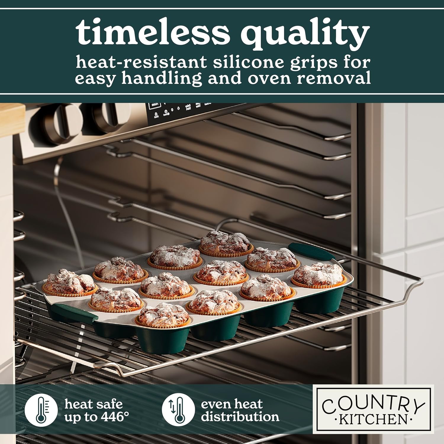 Country Kitchen Nonstick Stackable Bakeware Set - Durable, Easy Release Baking Set, Sage, 10 Pcs6