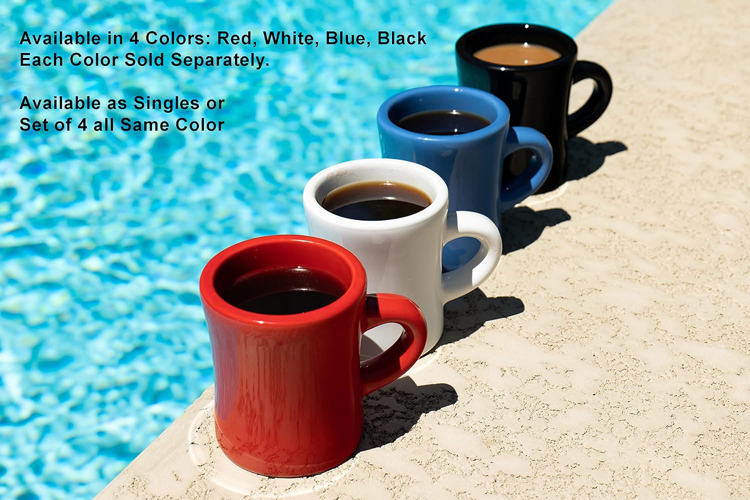 Culver 10-Ounce Ceramic Retro Diner Style Heavyweight Restaurant Mug, Two-finger C-handle (Blue, 4)0
