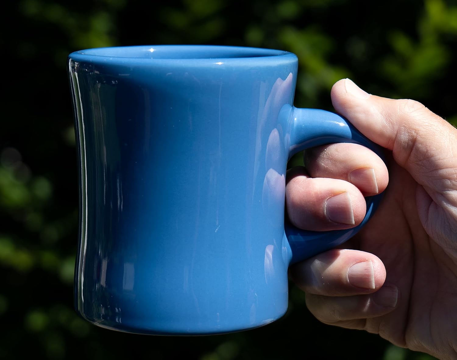Culver 10-Ounce Ceramic Retro Diner Style Heavyweight Restaurant Mug, Two-finger C-handle (Blue, 4)5